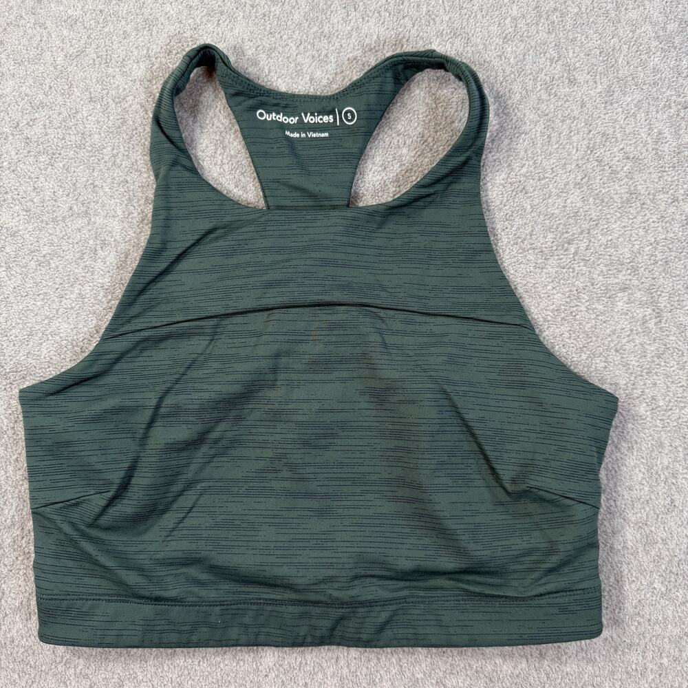 Outdoor Voices Racerback Sports Bra Women's Small Green Stripe Active Workout
